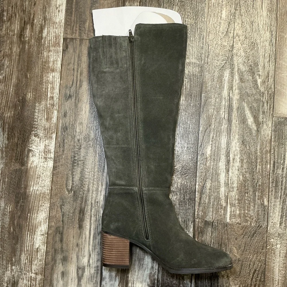 Lucky Brand Dark Green Suede Knee High Boots Size 9